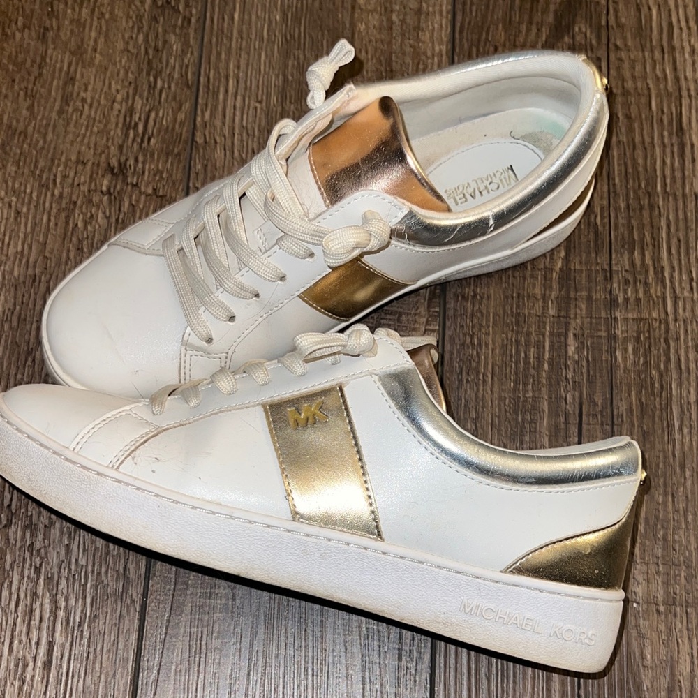 Michael Kors White and Gold Women's Sneakers
